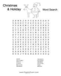 Christmas Word Search Worksheet