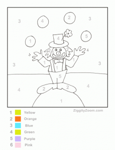 Color by Number Clown Worksheet