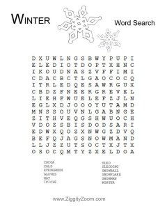 Winter Word Search Worksheet
