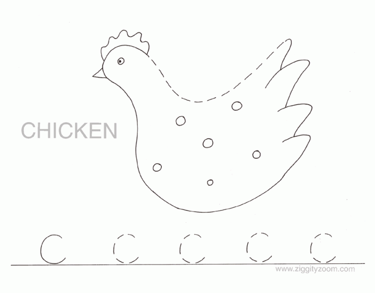 Letter C alphabet tracing worksheets