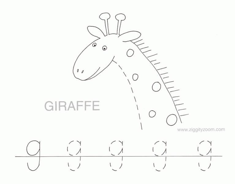 Letter G alphabet tracing worksheet