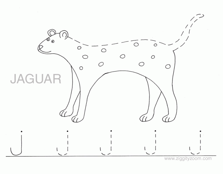 Letter J alphabet tracing worksheets