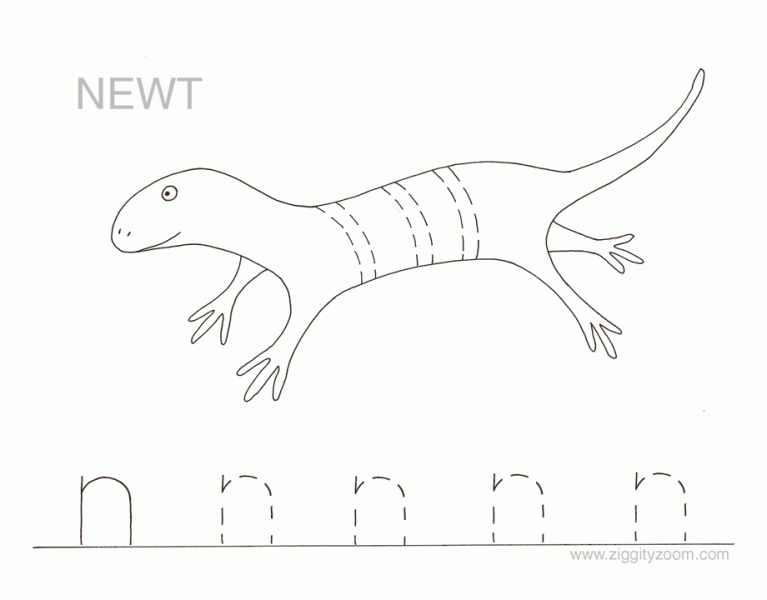 Letter N alphabet tracing worksheet