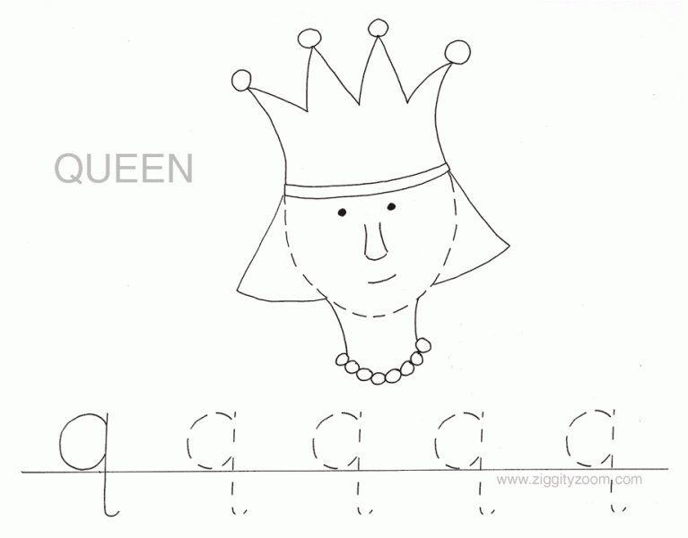 lowercase letter Q alphabet worksheet