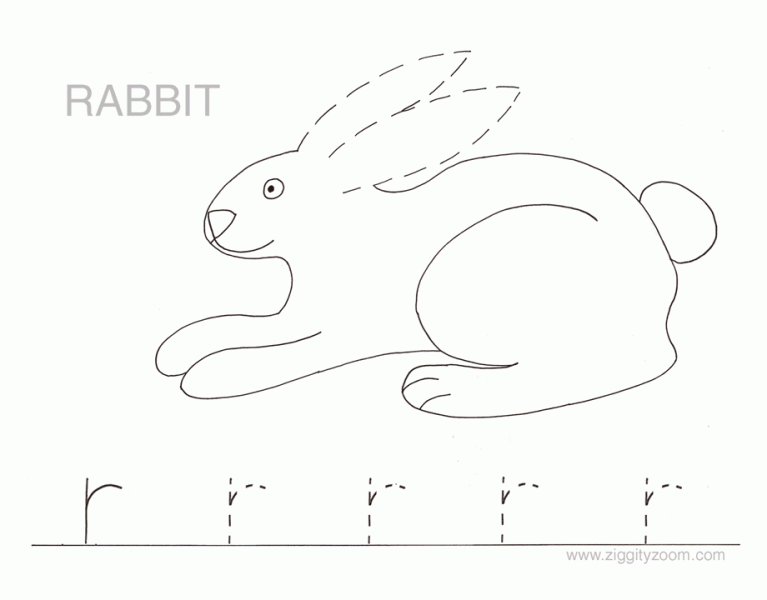 Letter R alphabet tracing worksheet
