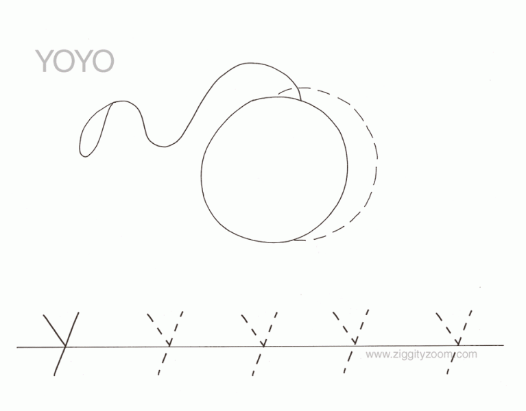 Letter Y alphabet tracing worksheet