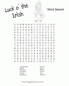St. Patrick Irish Word Search