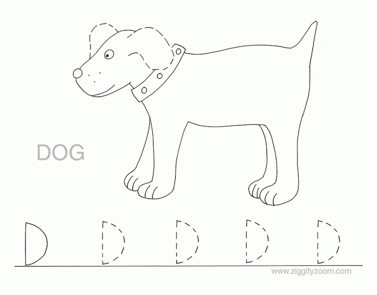 Alphabet Letter D tracing worksheet