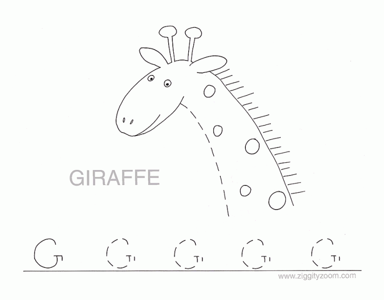 Letter G tracing worksheet