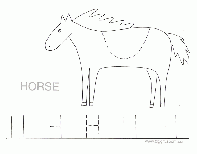 Letter H alphabet tracing worksheets