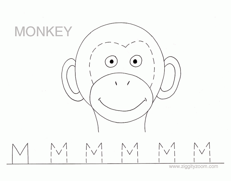 Letter M trace and color worksheets