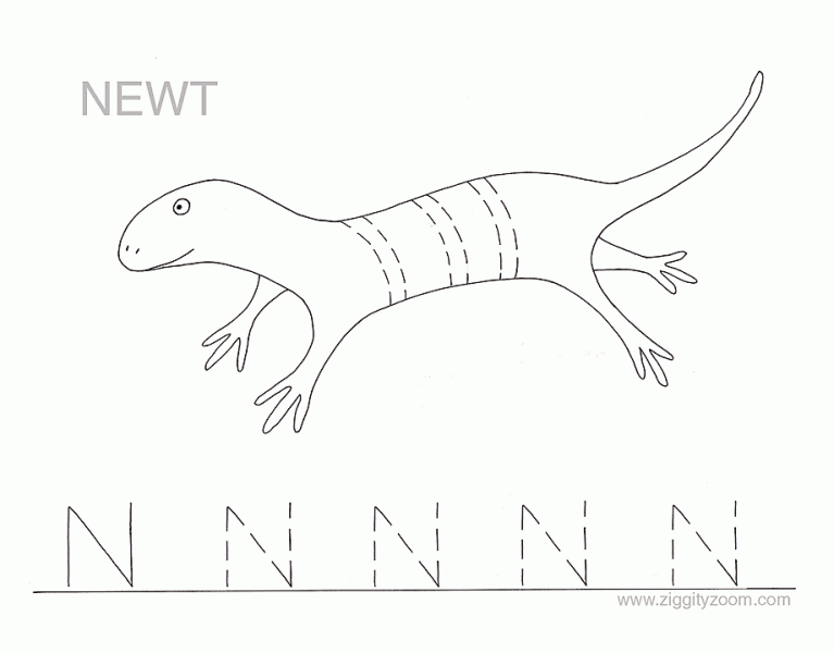 Uppercase letter N tracing worksheet