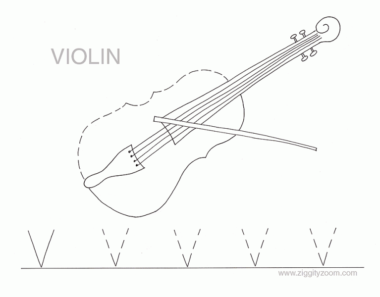 Alphabet letter V tracing page