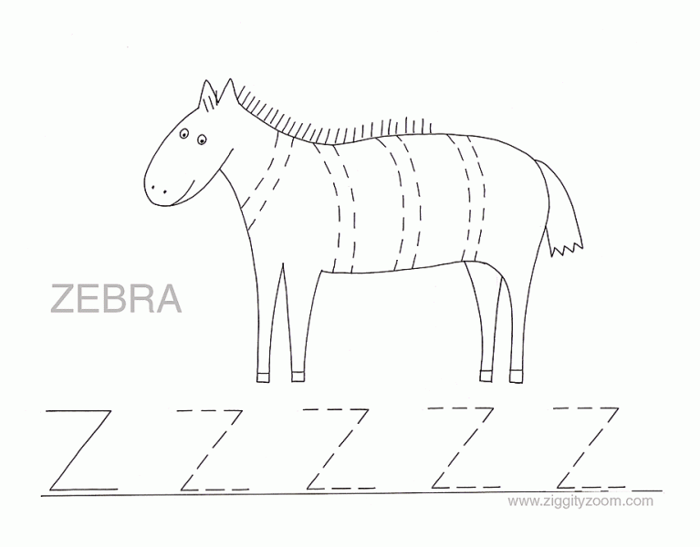 Letter Z alphabet tracing worksheet