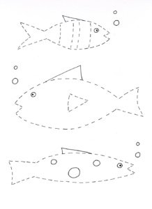 tracing & cutting fish worksheet- kindergarten