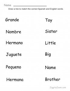 spanish for kids worksheets- learn spanish