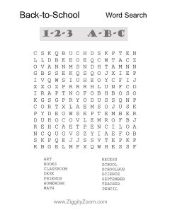 Back to School Word Search
